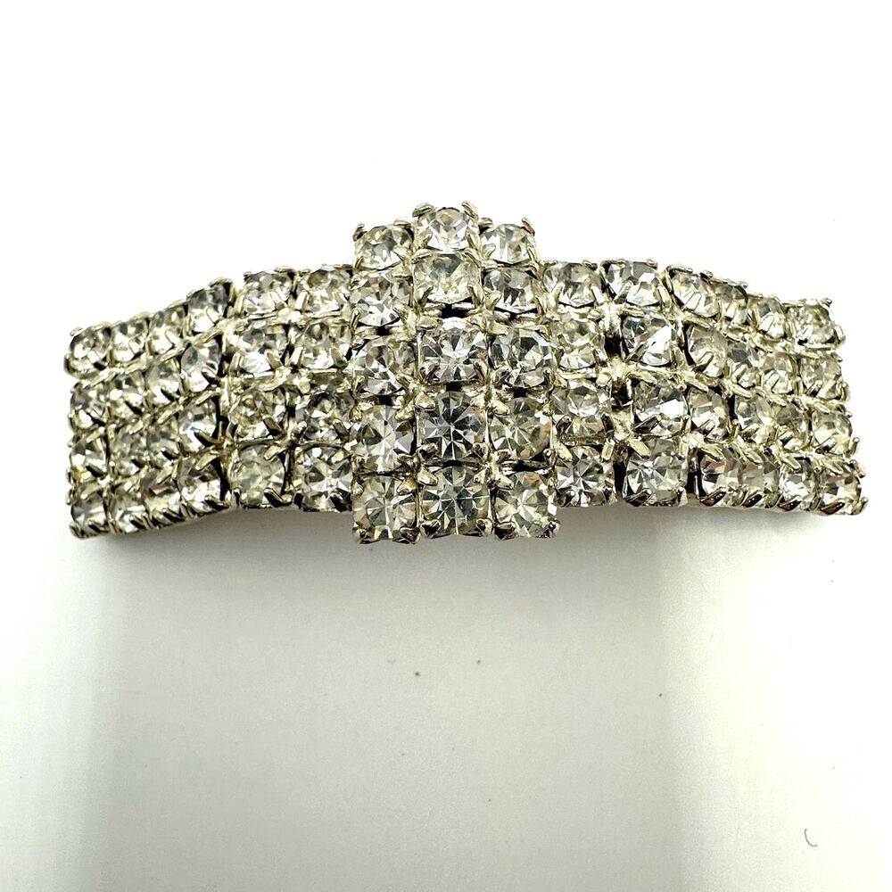 Antique Vintage Art Deco Silver Tone Clear Rhinestone Dress Shoe Art Craft